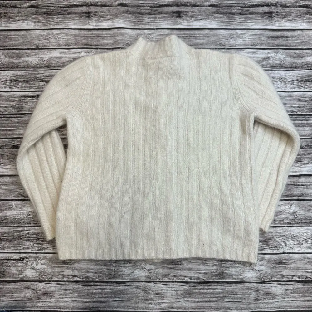 Liz Claiborne Women Mock Neck Sweater M Med Medium Angora Lambs Wool Ivory Cream - Image 14