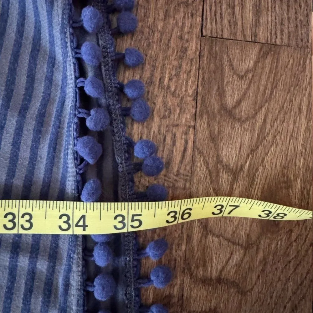 Sundry Striped Tassel Navy Blue Mini Dress Cotton Sleeveless S 2 shift Tshirt - Image 6