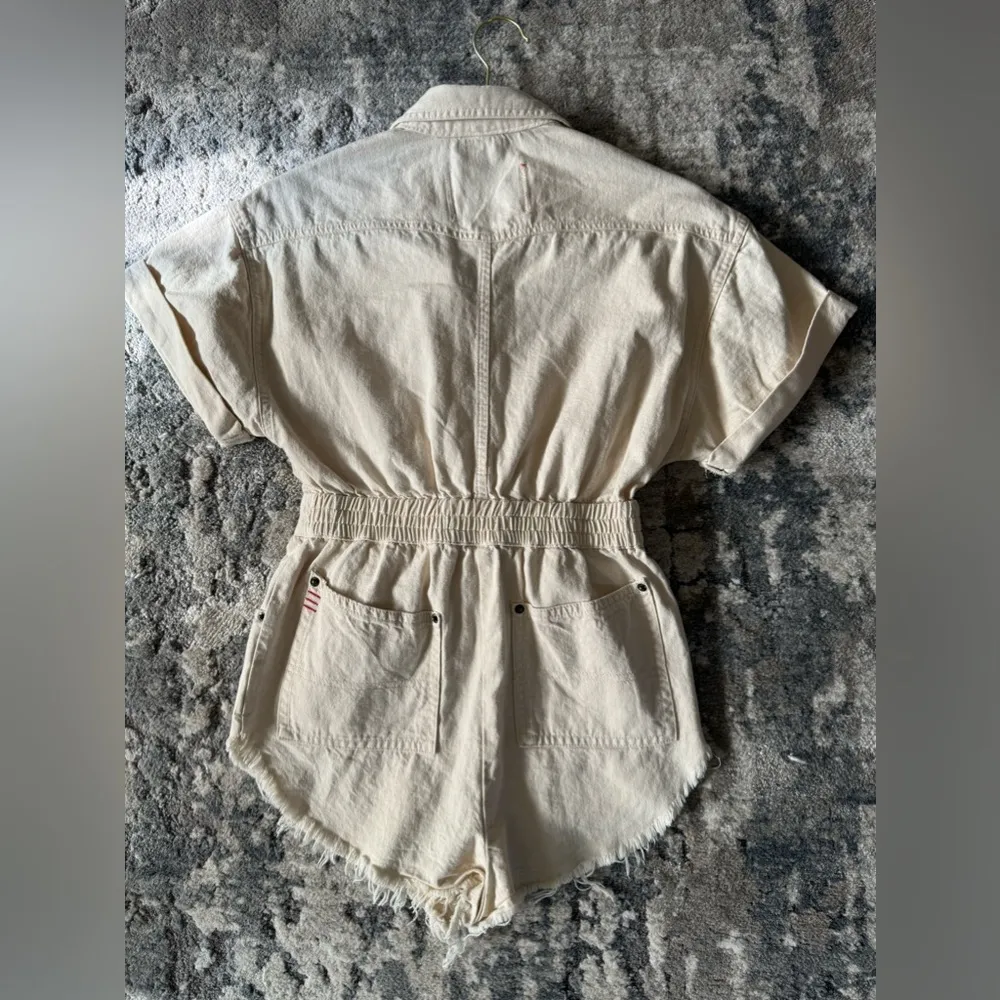 Urban Outfitters BDG Devin Distressed Denim Cream Romper - Image 8