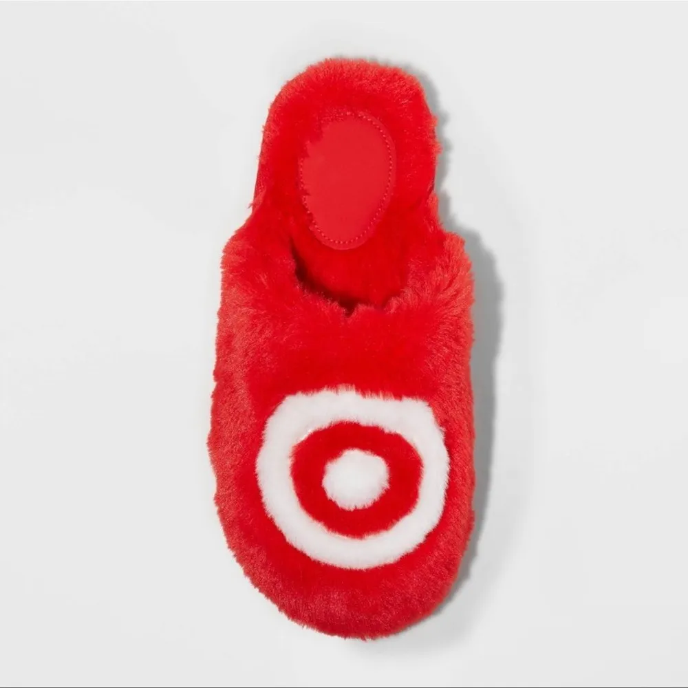 NWOT TARGET Red Fuzzy Slippers - Image 3
