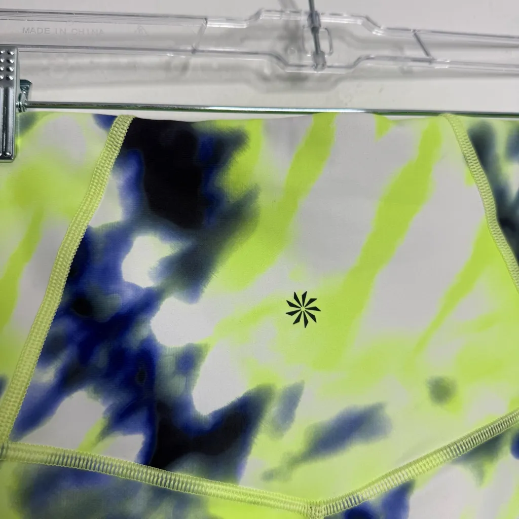 NWOT Athleta‎ Leggings Womens Elation Tie Dye 7/8 Cobalt Blue Neon Green Size 1X - Image 4
