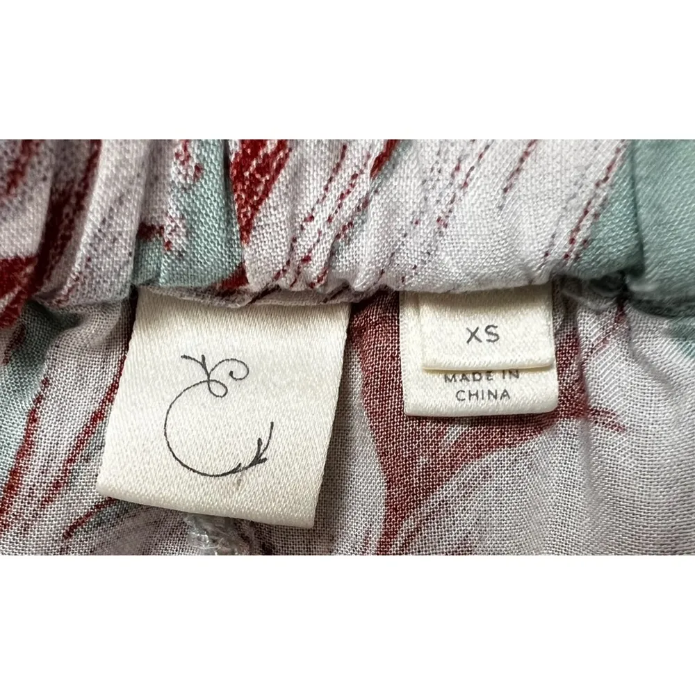 Eloise Pants Women 1 Mustard Yellow Grey Floral Print Smocked Elastic‎ Cotton Gray Size XS - Image 2