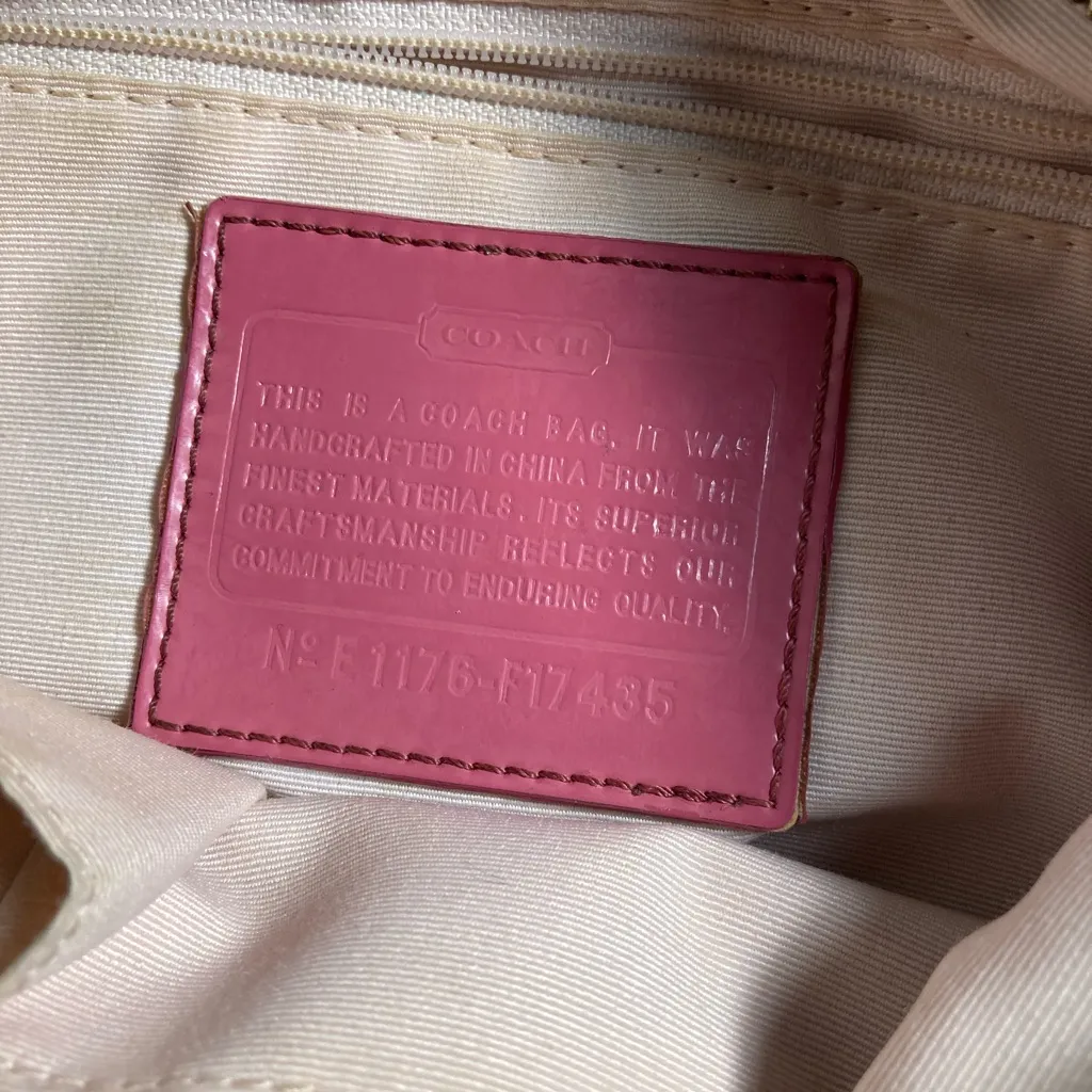 Coach Signature  Shoulder Bag - Pink and Tan - Image 3