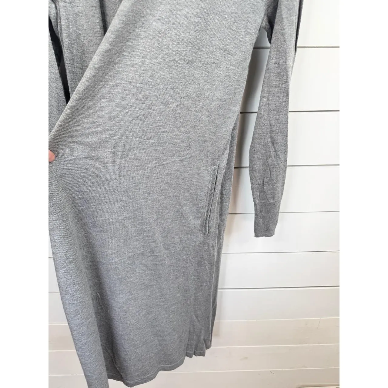 CHELSEA & THEODORE Cardigan Duster Sz M Mist Grey Heather Open Front Long Sleeve Gray Size M - Image 4