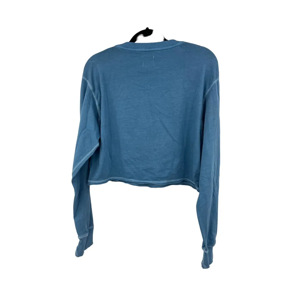 BDG Womens Size Small T-Shirt Long Sleeve Crop Blue Long Sleeve - Image 2