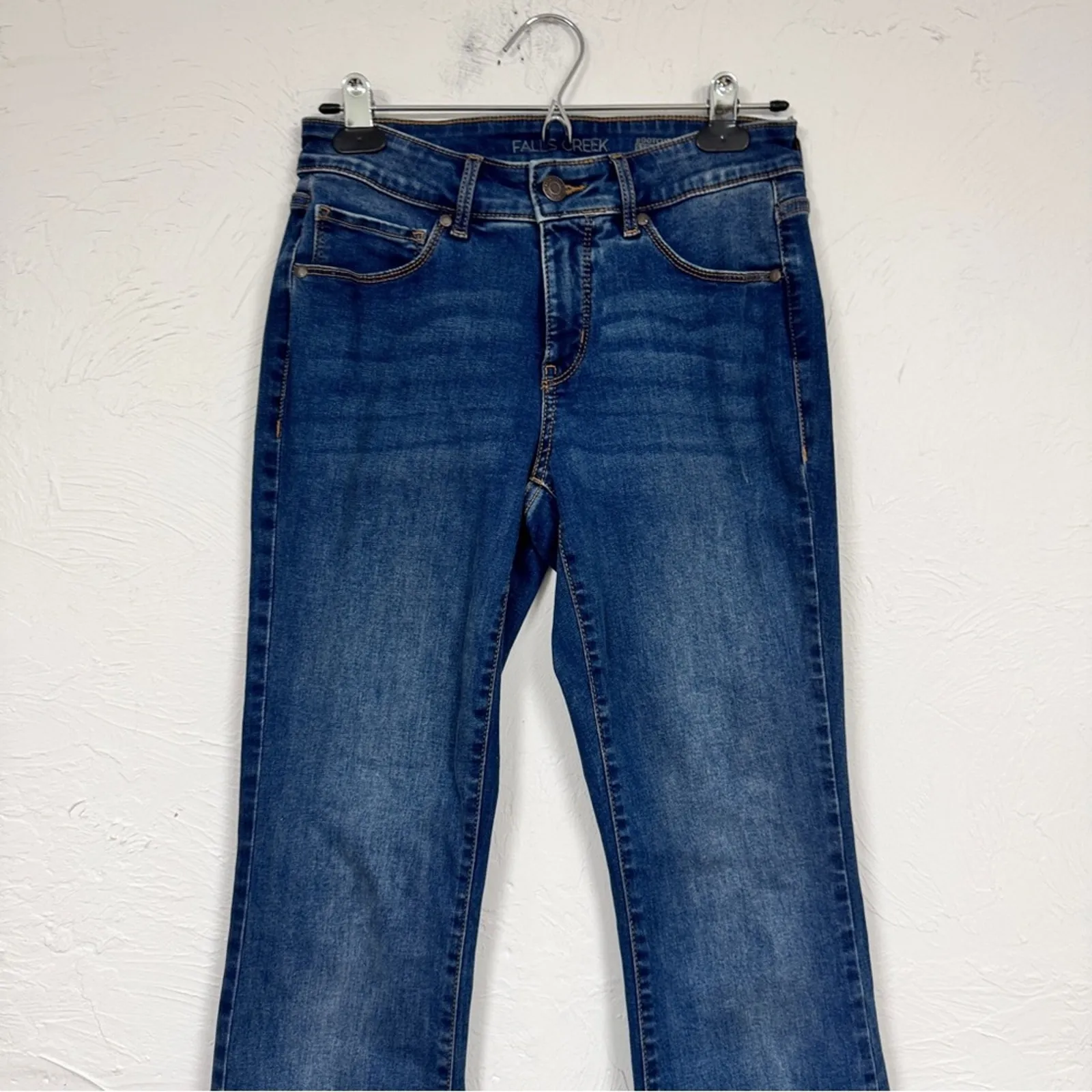 Falls Creek Blue Mid Rise Bootcut Jeans Womens 4 Denim Classic Casual Zip Fly - Image 3