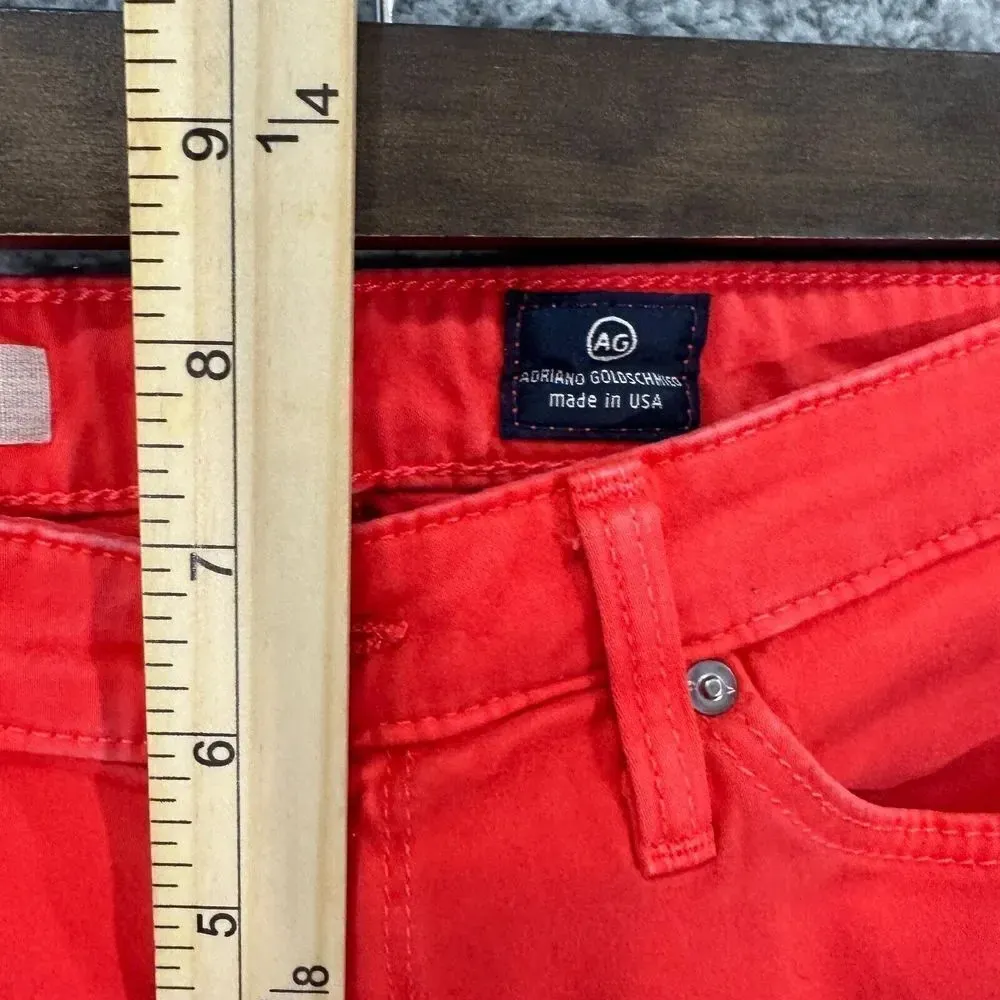 Ag Adriano Goldschmied women jeans 25 red the stilt cigarette leg skinny raw hem - Image 5