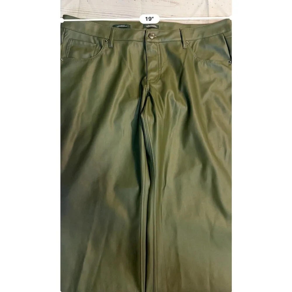 Women's Low-Rise Faux Leather Flare Pants - Wild Fable Olive Green 14 - Image 6