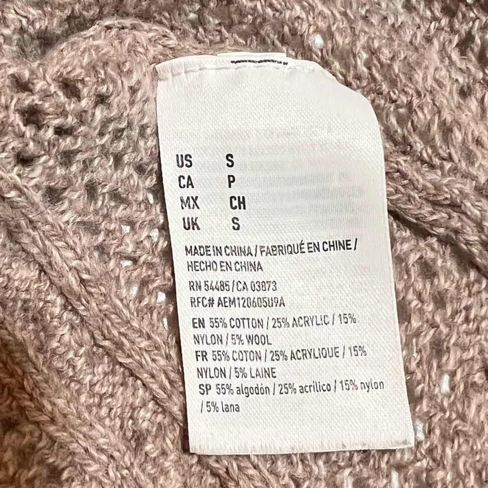 American Eagle  Light Brown Crew Neck Cable Sweater Size Small Lightweight - Image 7