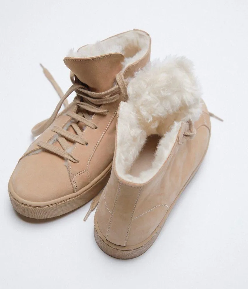 High-top leather sneakers in beige (Size 8) - Image 3