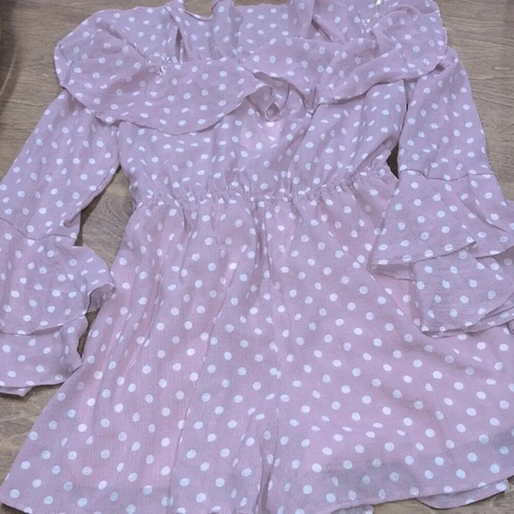 FABLUX size large pink polka dot flirty romper - Image 5
