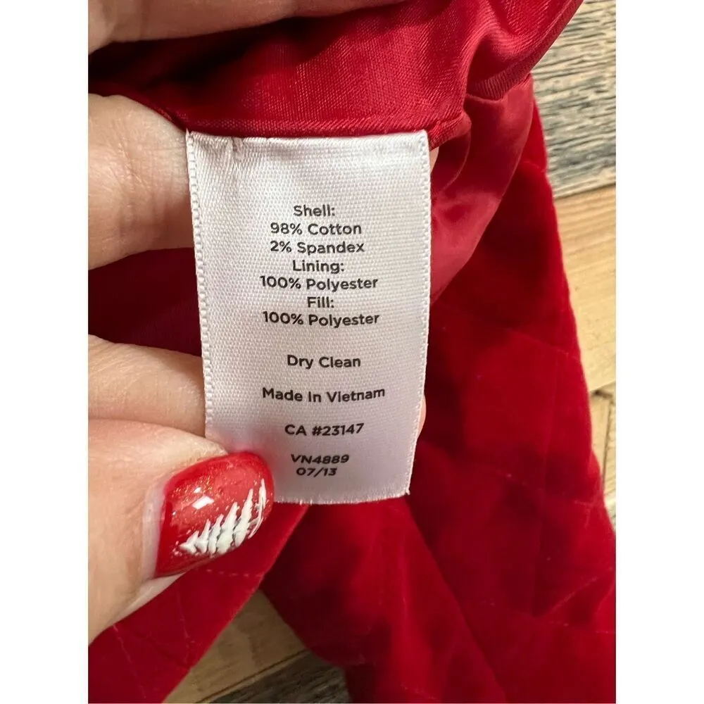 Talbots Quilted Velvet feel Blazer Jacket Red Lined size 10 - Image 4
