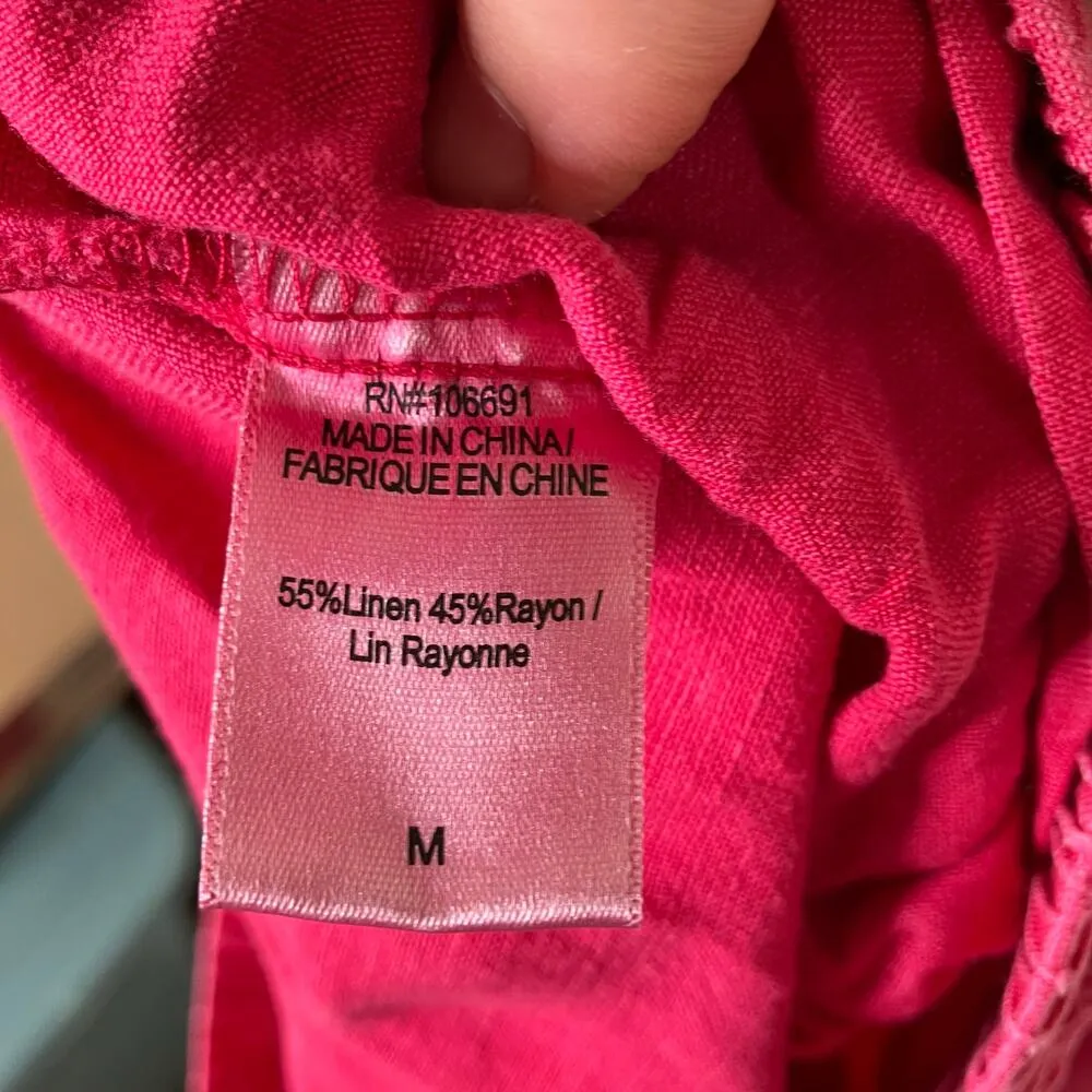 Young Fabulous & Broke | Hot Pink Linen Rayon Pants Womens Medium - Image 4