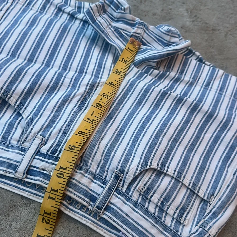 American Eagle Mom Short Striped Blue White Size 2 - Image 5
