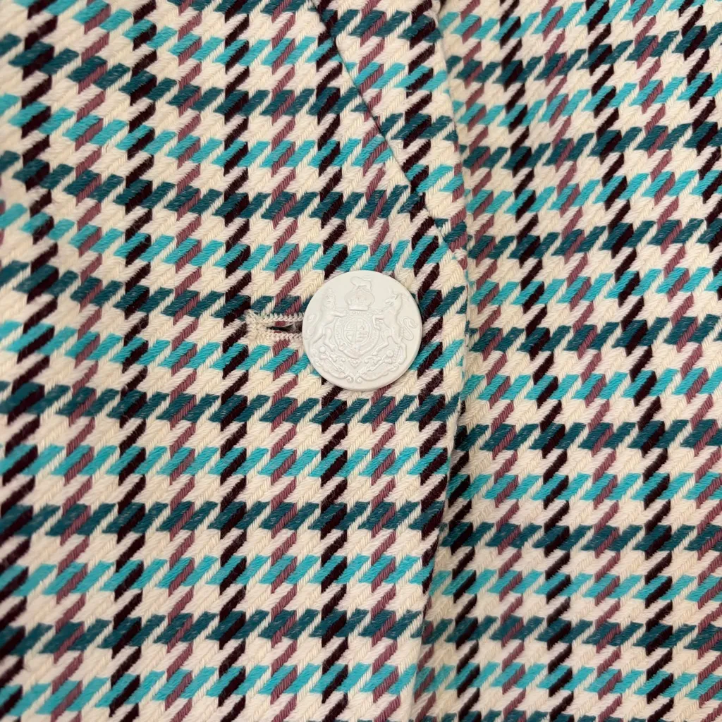 Veronica Beard Turquoise Mauve Farley Dickey Jacket Houndstooth Blazer Size 0 XS - Image 6