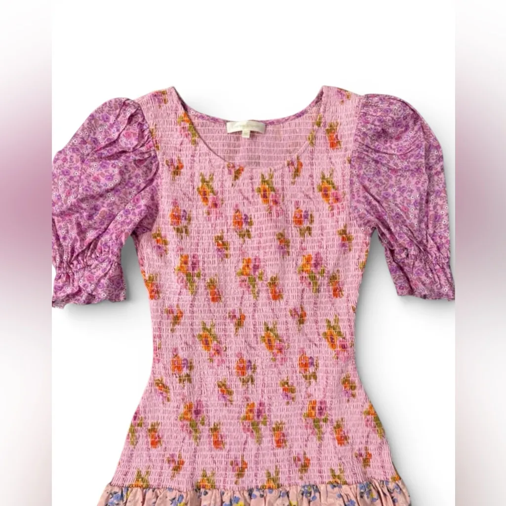 New! LoveShack Fancy Pink Floral‎ Lupa Mini Dress Sz XS $395 - Image 13