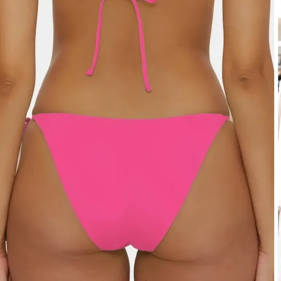BECCA NWT side tie punch pink bikini bottoms‎ L - Image 3