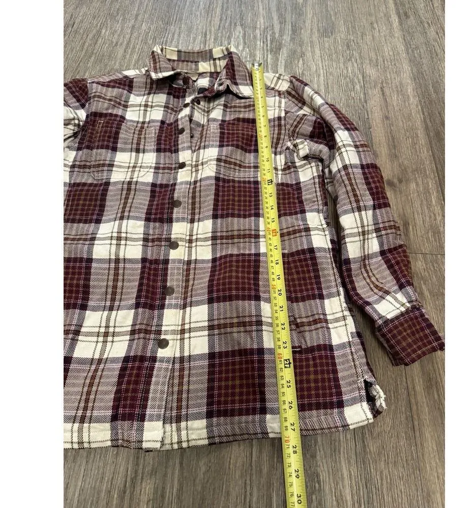 Duluth Trading Shacket Womens S Plaid Flapjack Flannel Shirt Jacket Thermal Line Red - Image 3