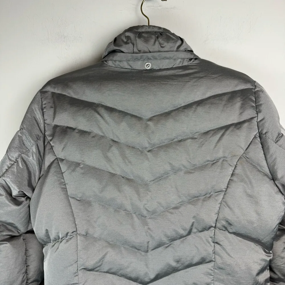 Eddie Bauer Goose Down Puffer Jacket Silver Grey Womens Sz Medium - Image 13