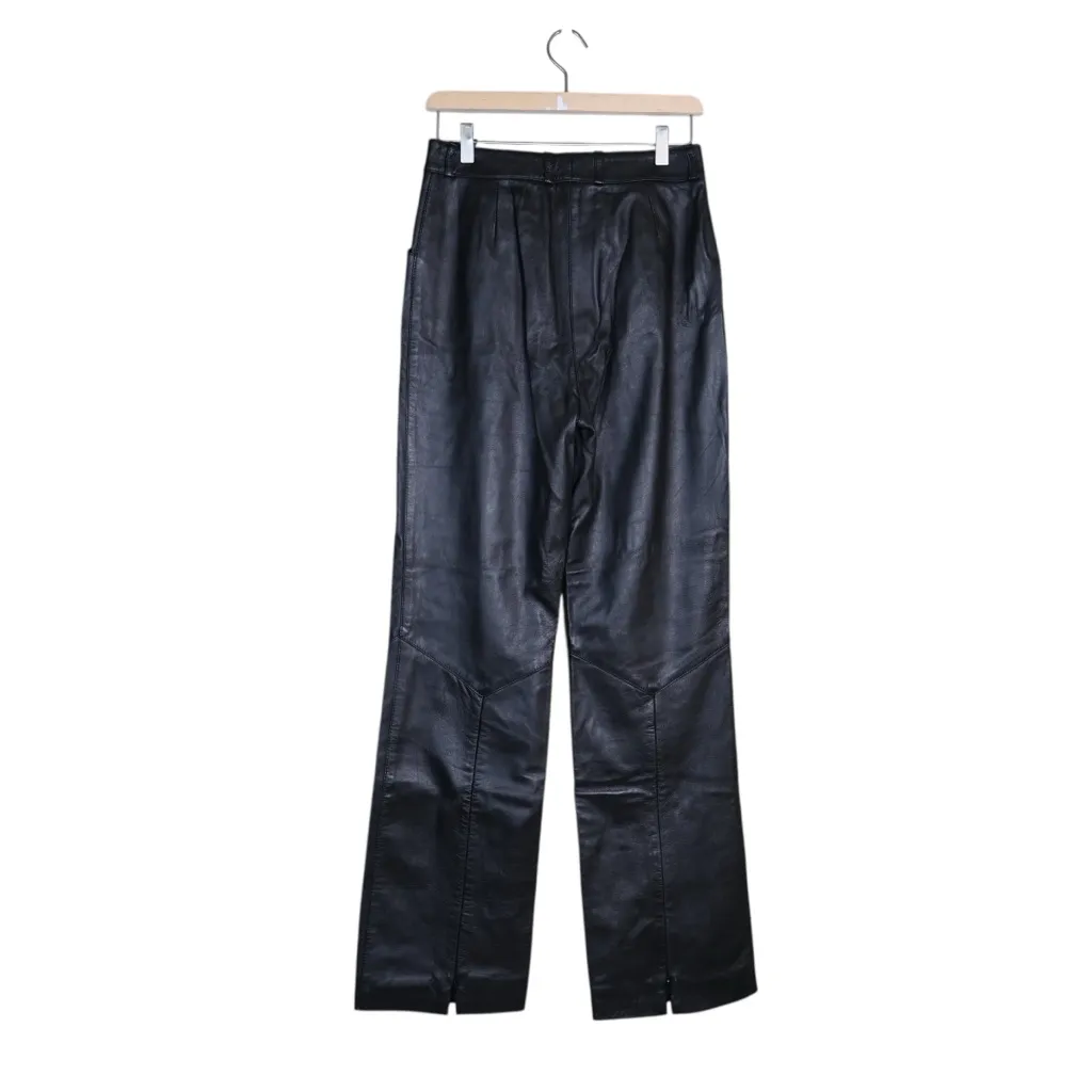 St. John Collection Women's 6 Leather Pants with Silk Lining Made in Italy - Image 2