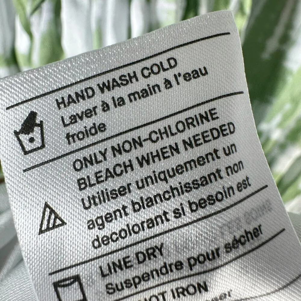 VINCE. Tie Dyed Sleeveless Satin Midi Dress Size Large White Green - Image 7