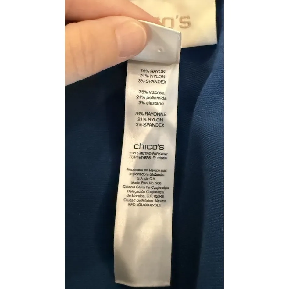 Chicos Womens 2 US Large Ankle Pants Blue Pull On Preppy Career Travel Going Out - Image 5