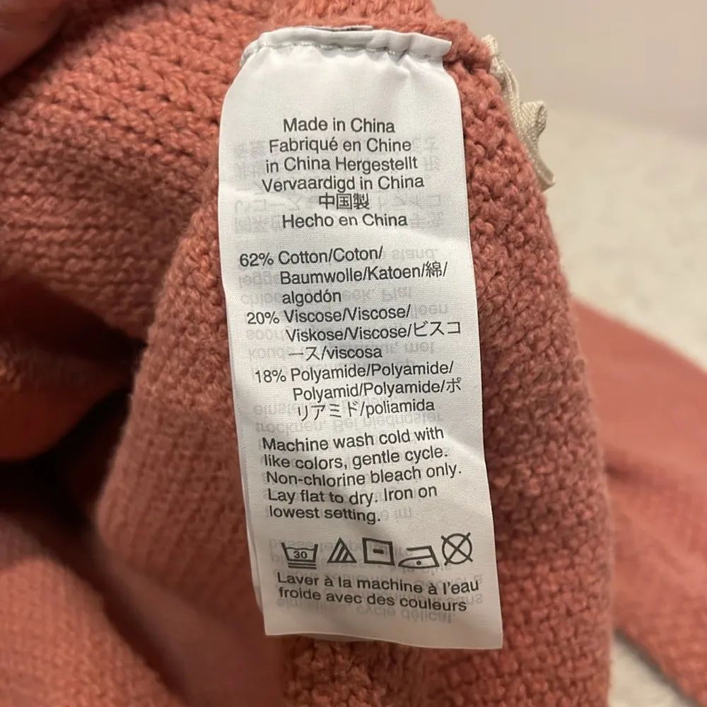 Madewell- Dusty Pink High Round Neckline Waffle Knit Hi-Low Sweater- Size Medium - Image 8