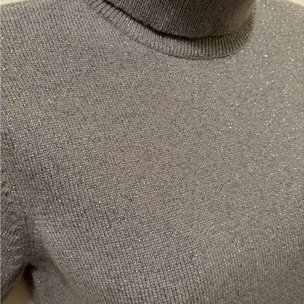 Talbots Petites Wool Blend Cropped Sweater Sz MP Short Sleeve Sparkly Turtleneck - Image 4