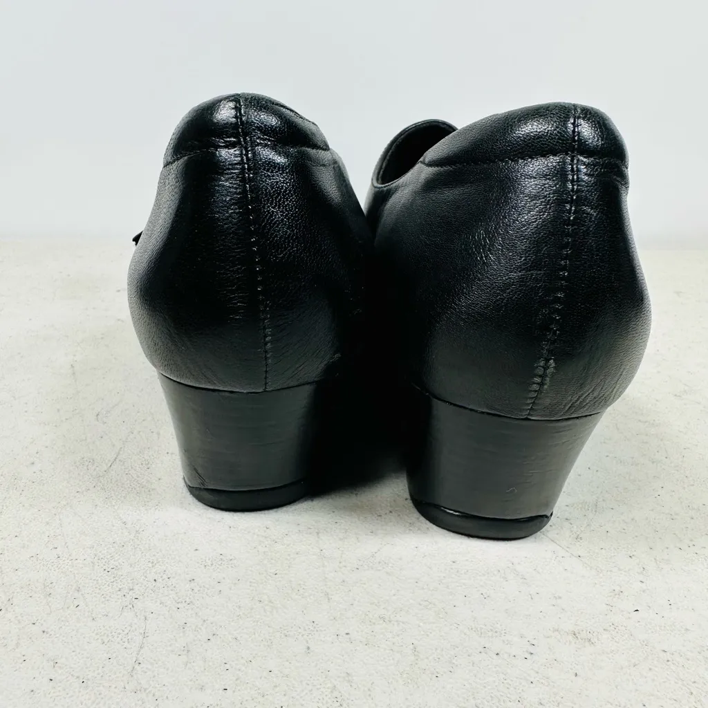 Clarks Womens Rosalyn Wren Mary Jane Pump Size 9N Black Leather Block Heel - Image 5