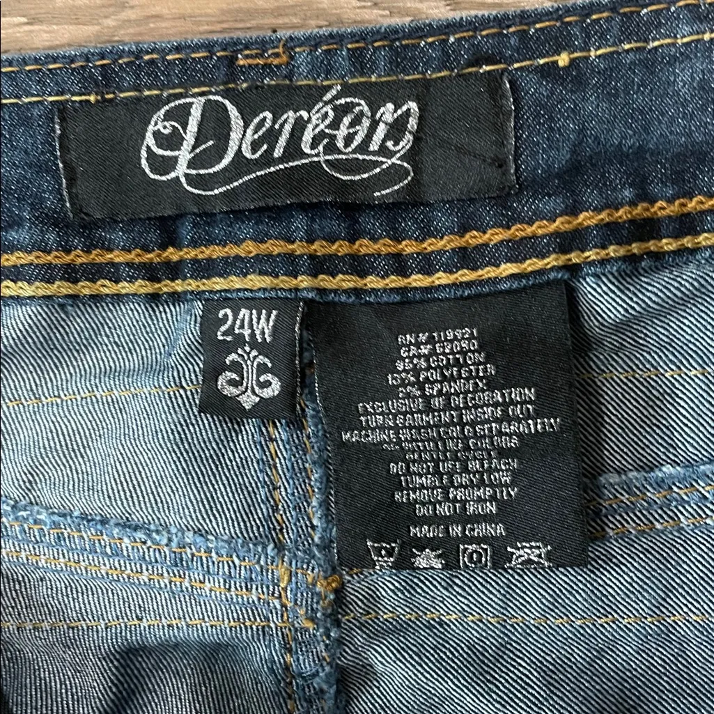 Vintage Y2K Beyonce Dereon Jeans Plus Size 24W Embroidered Old English Spellout - Image 9