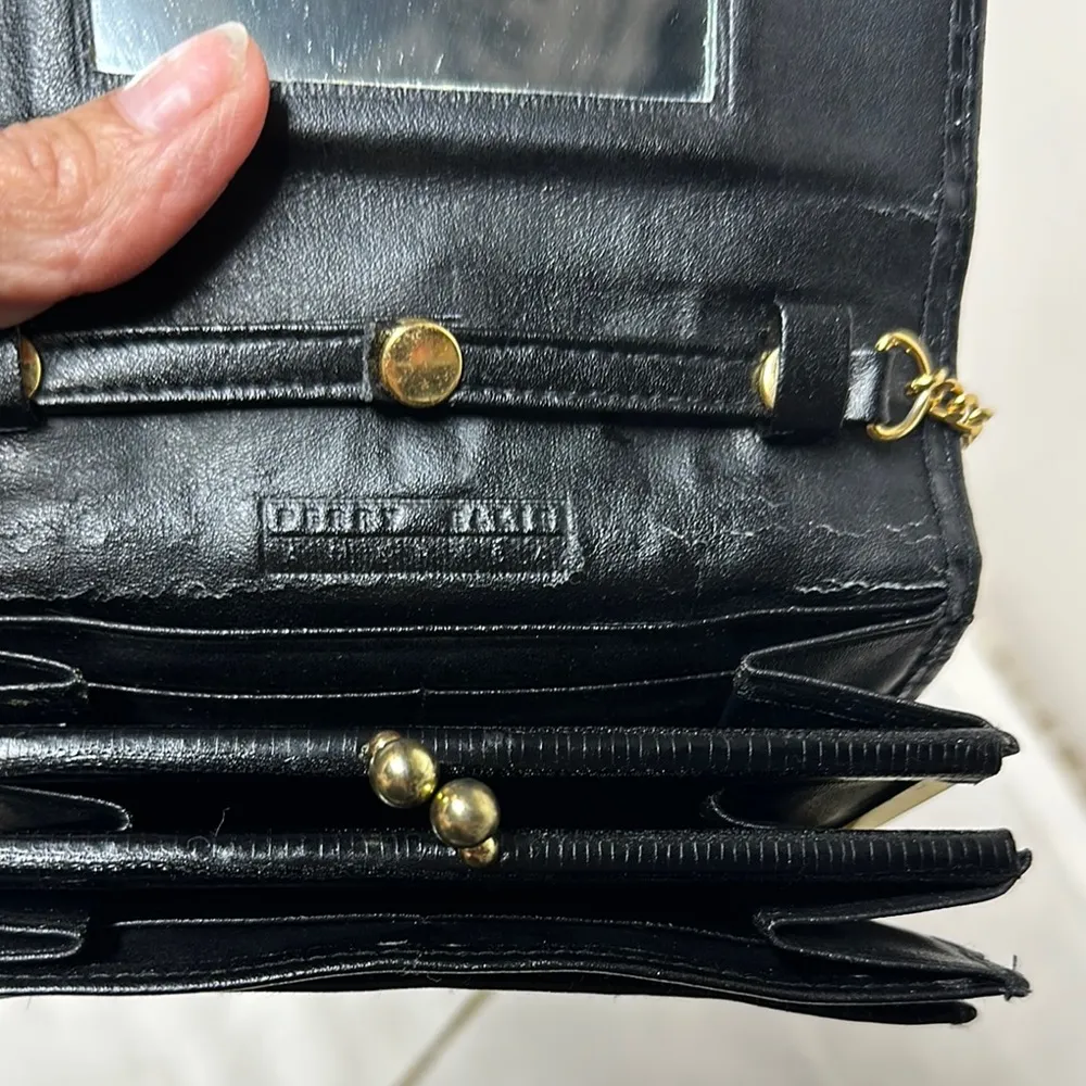Perry Ellis Black and Gold Crossbody Bag with Chain Strap - Image 9