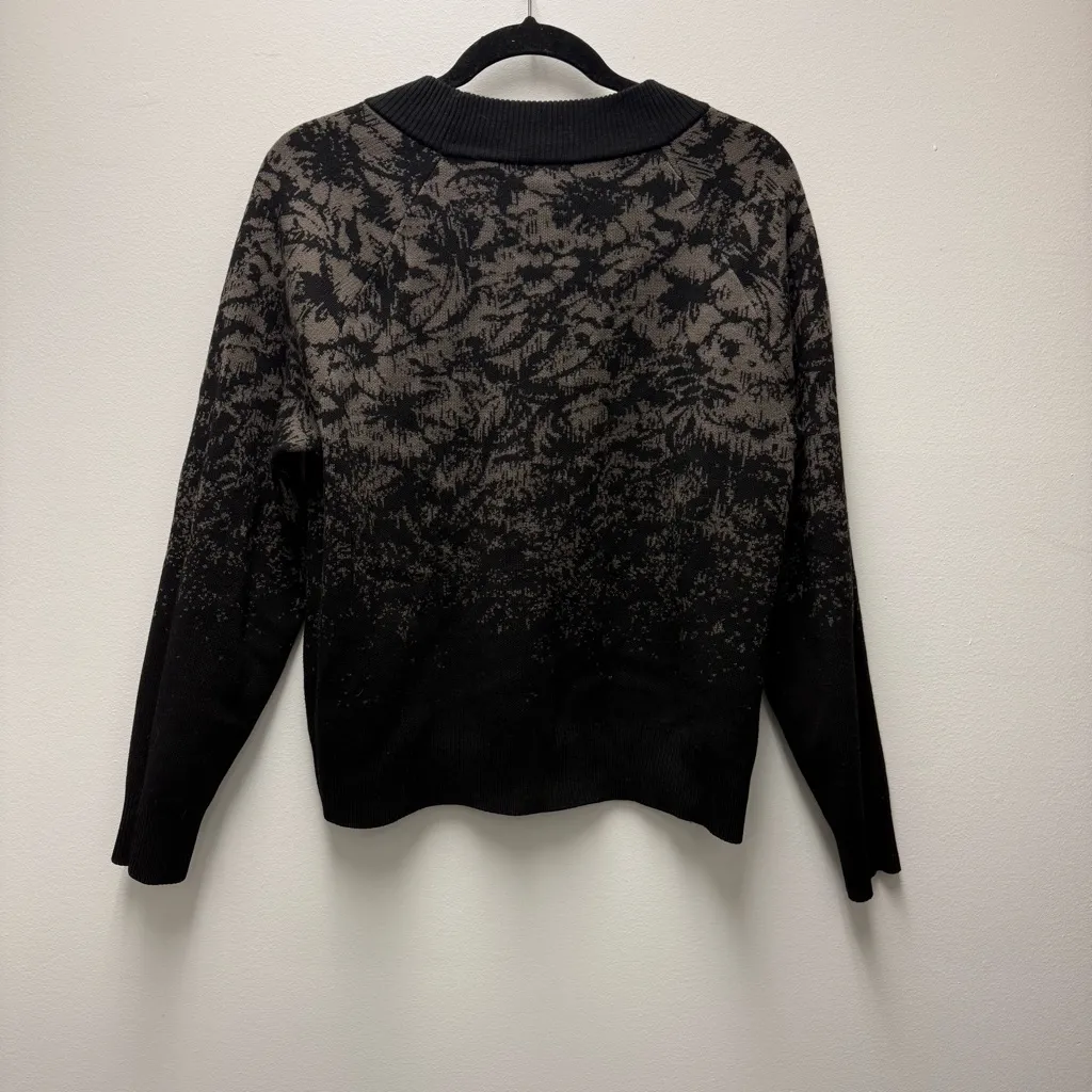 Athleta Jacquard Crew Sweater, Black Frosted Floral Charcoal Grey | Size Small - Image 5
