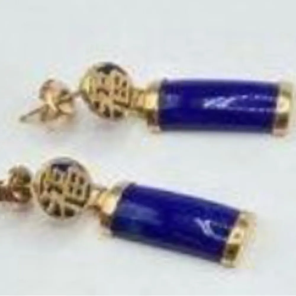14K Gold Lapis Stud Earrings - Image 6