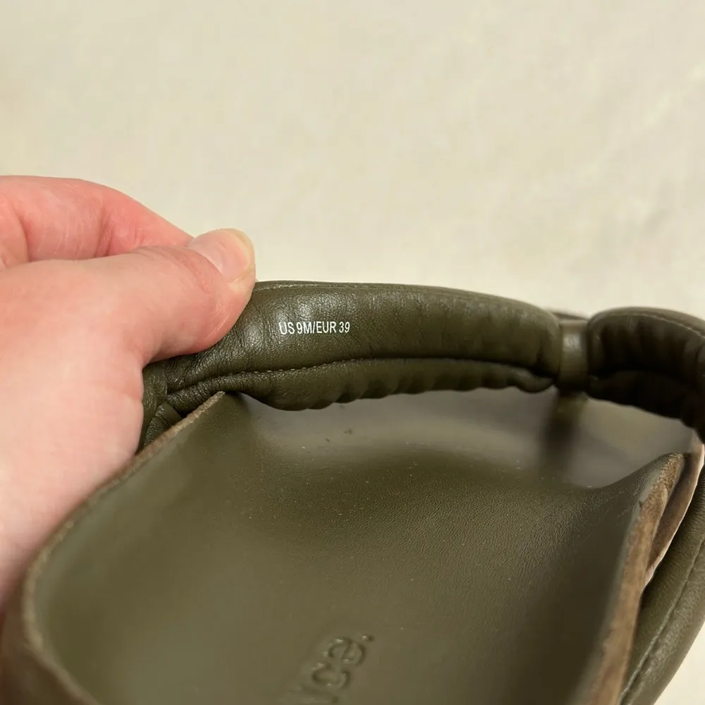 Vince Woven Boho Chic Green & Beige Leather Espadrille Sandal Thong Platform - Image 8