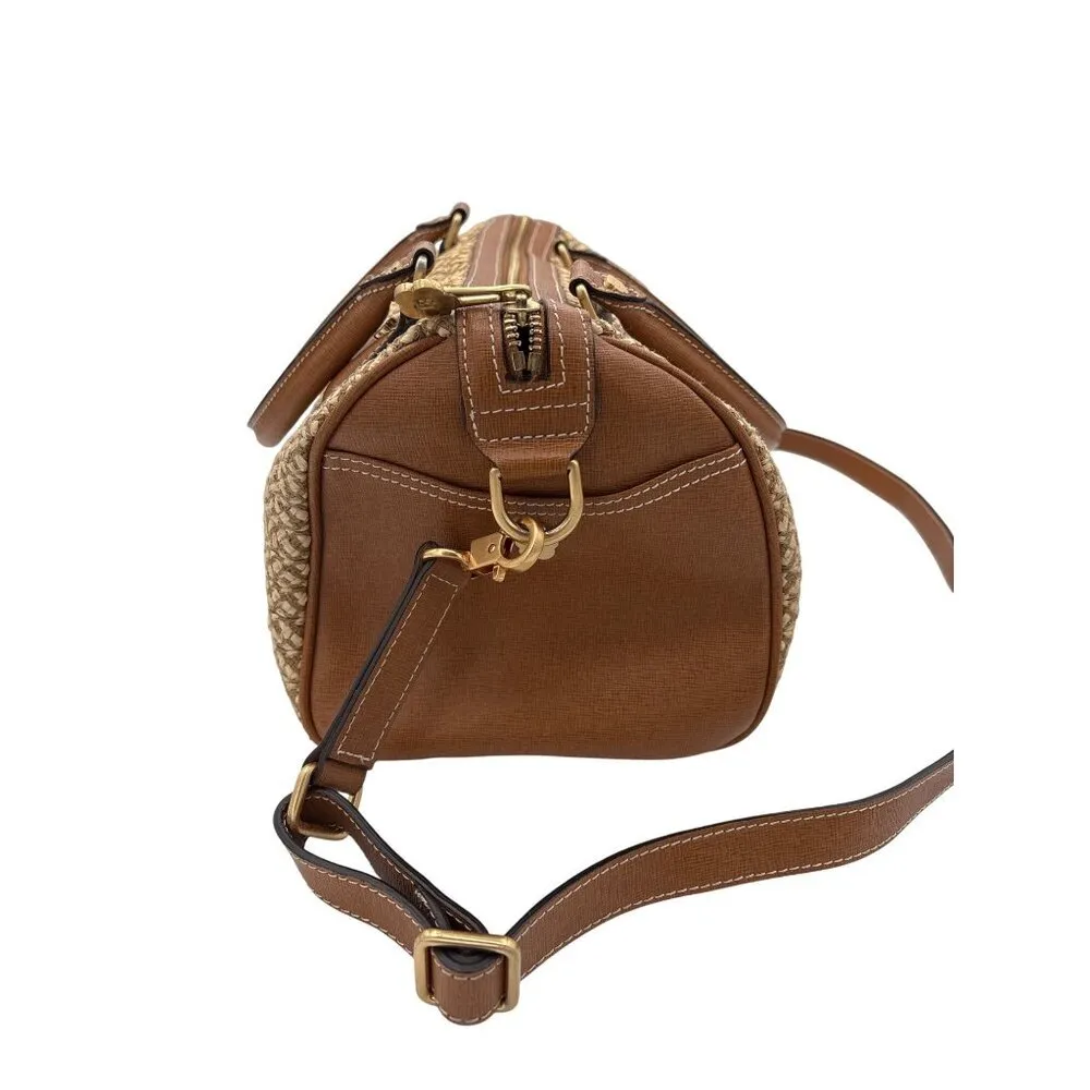 Eric Javits Brown & Woven Textured Crossbody Handbag - Image 2