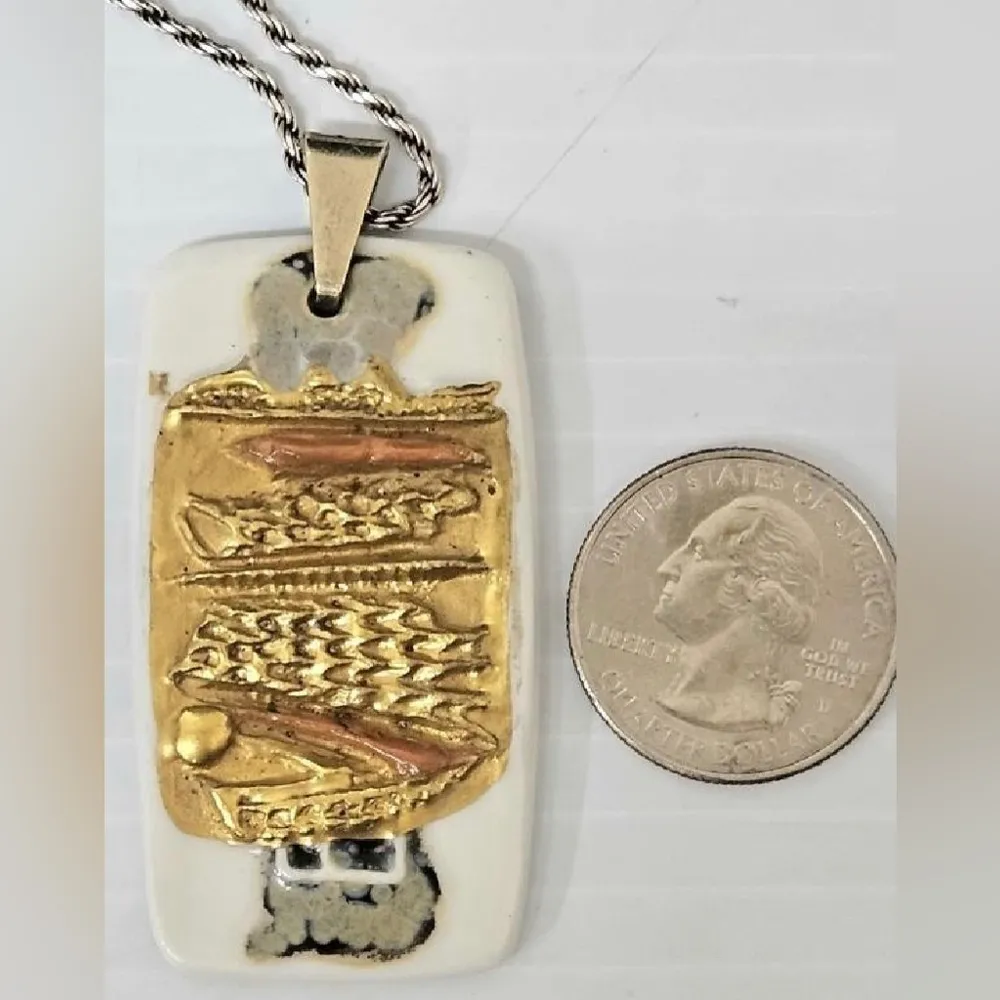 Vintage Royal Copenhagen Anton Michelsen Pendant Chain Necklace Gold Handpainted - Image 6