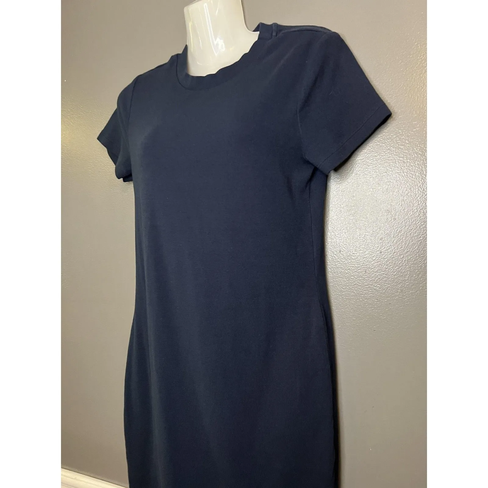 Stateside Dress Womens Medium Navy Short Sleeve T Shirt Knee Length Made USA - Image 5