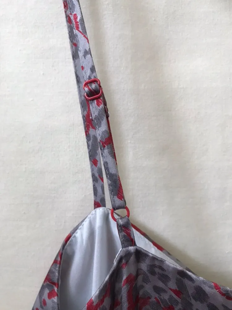 Animal Print Red Satin Dress - Image 8