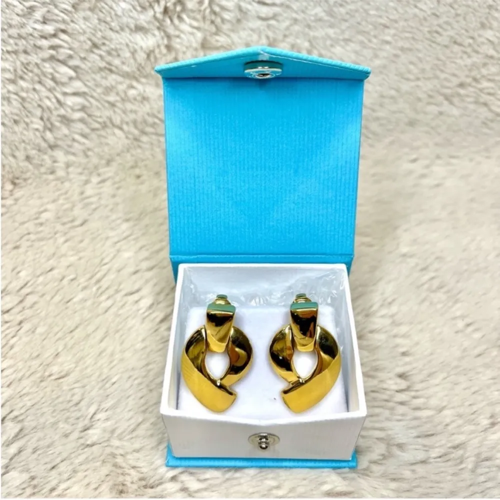 Vintage Givenchy Gold Plated Clip On Earrings - Image 3