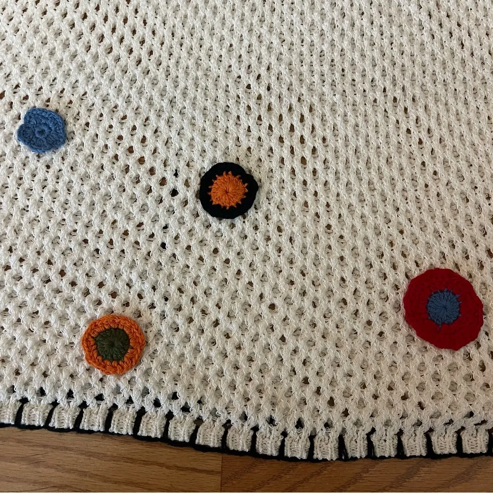 NWT Topshop flower knit maxi skirt in cream, size M - Image 6