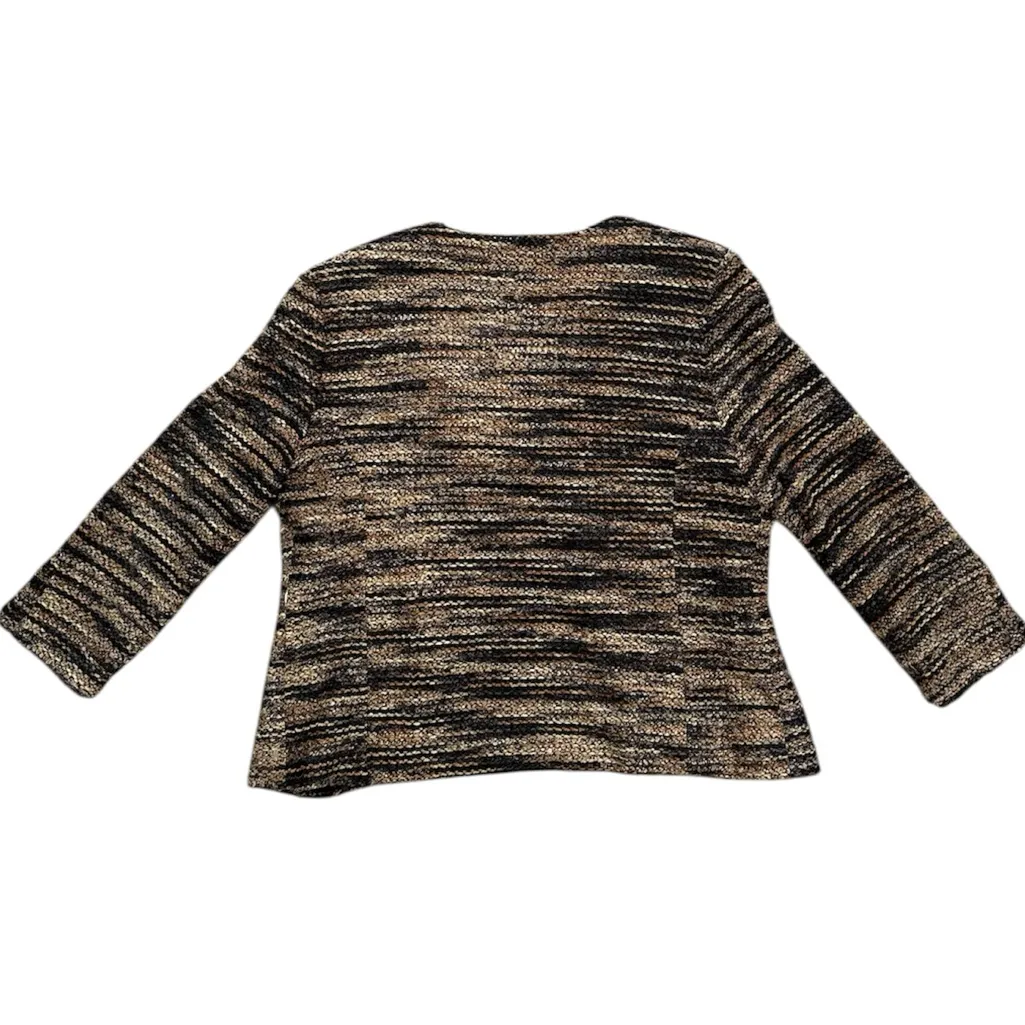 Cynthia Max Vintage Tweed Blazer Suit Jacket Cardigan Tencel USA M Medium Black - Image 3