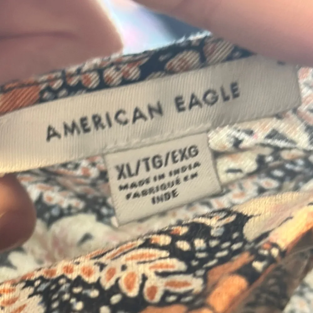 American Eagle Outfitters Floral Cream and orange graden party Tiered Wrap Dress - Image 4