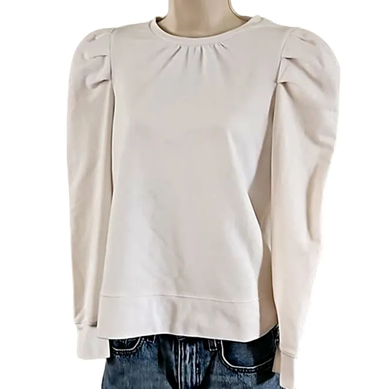 NWT Rachel Parcell Ivory Puff Sleeve Long Sleeve Pullover Sweatshirt Size XS - Image 3