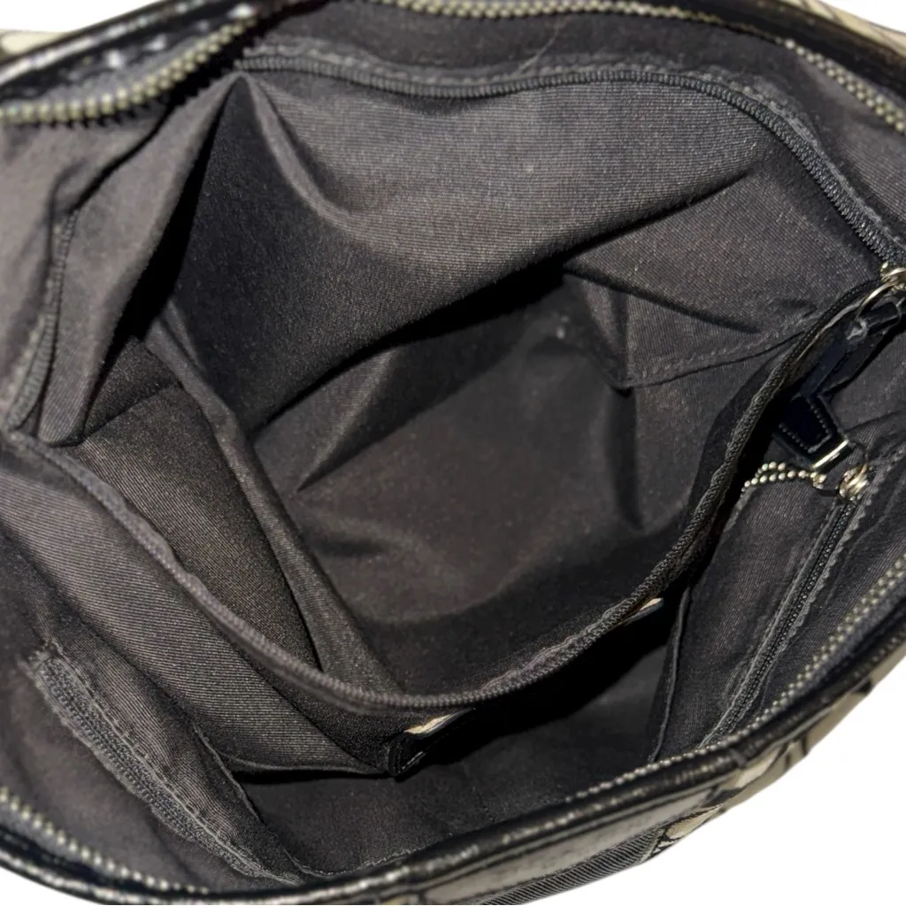 COACH Signature Monogram Handbag Grey Black Canvas Purse F29941 - Image 8