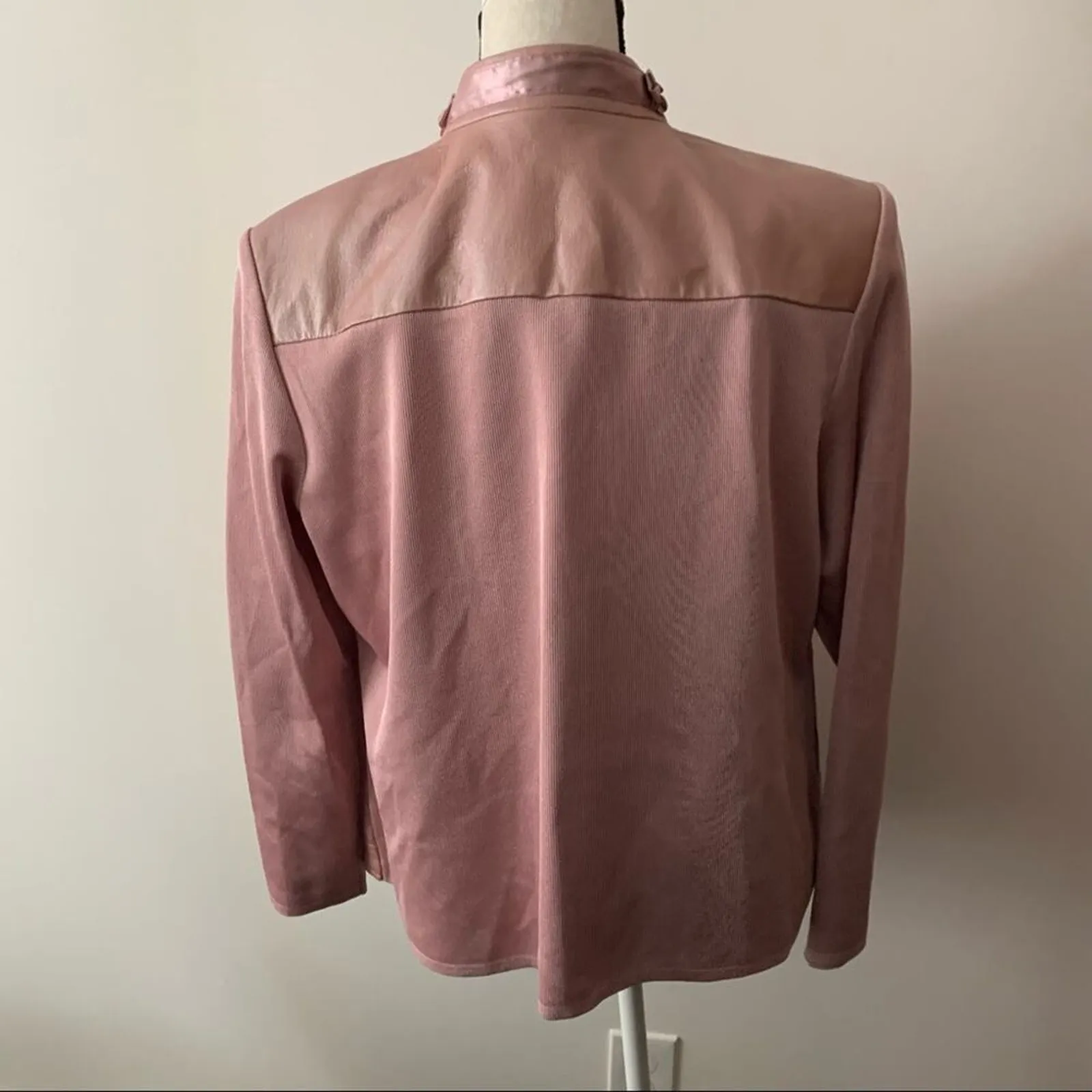 Nygard Collection Blush Pink Leather & Knit Jacket Size 0X - Image 3