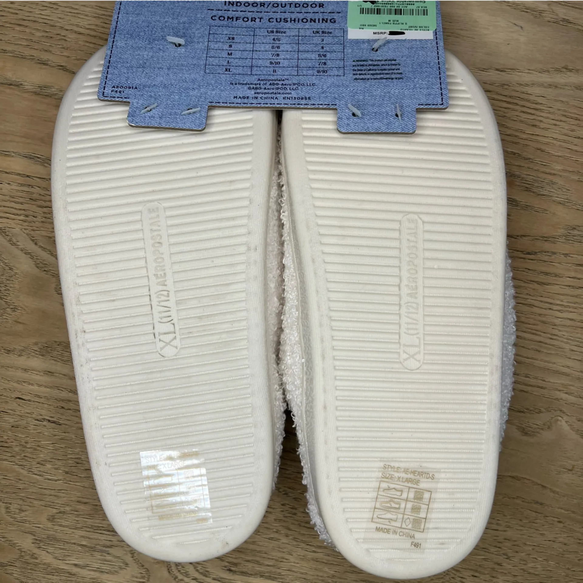 New! Aeropostale Pink Heart Sprinkle Donut White Fuzzy Slippers Women’s Size 11 - Image 3