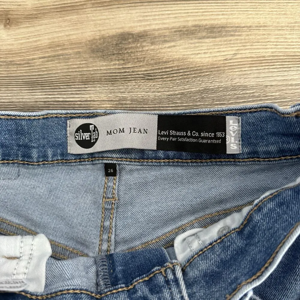 Levi’s SilverTab Mom Jeans Size 26 Medium Blue Wash Distressed - Image 5