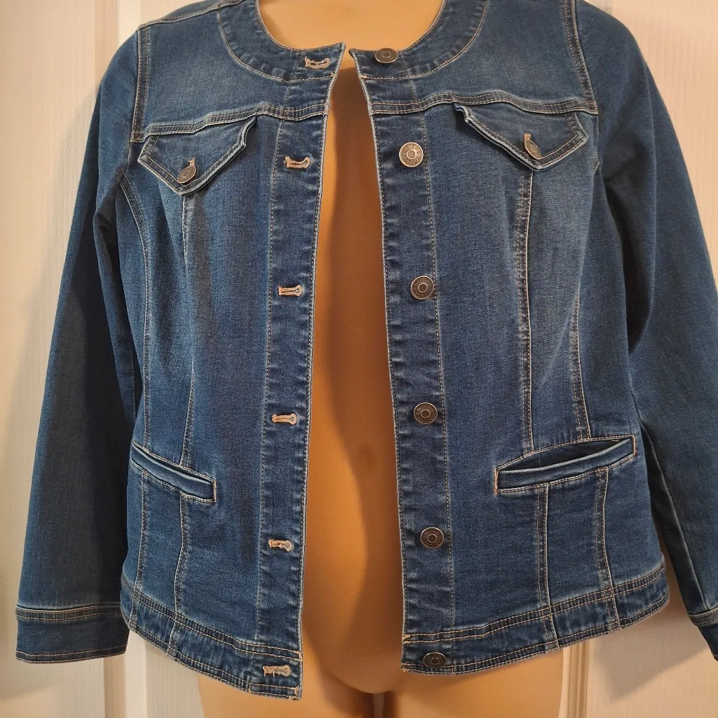 Chico's Sz 1 Denim Button-Up Women's Jacket - Image 14