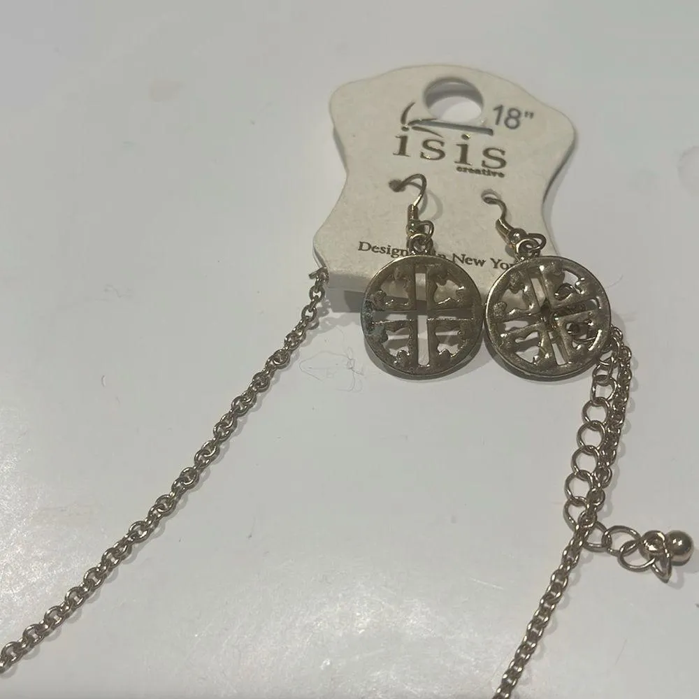 NWT boutique Gold and yellow Pendant Necklace w earrings set - Image 3