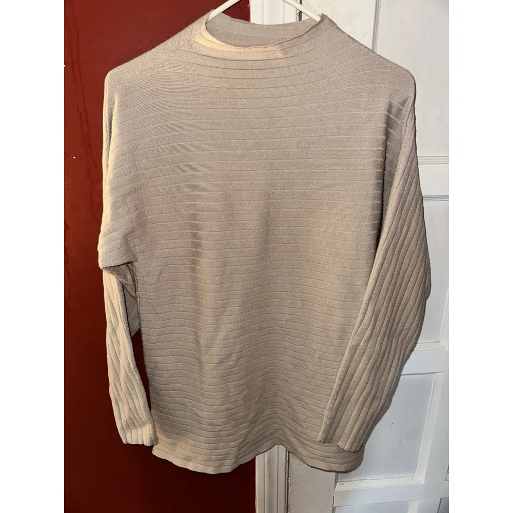 Banana Republic Ribbed Funnel-Neck Sweater Heather Oatmeal NWT Medium - Image 6